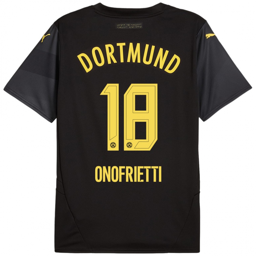 Enfant Maillot Vincenzo Onofrietti #18 Noir Jaune Tenues Extérieur 2024/25 T-Shirt Suisse