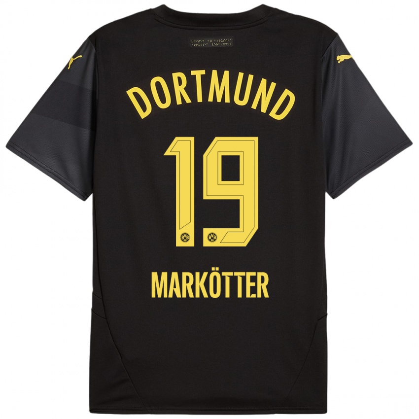 Kinder Jonah Markötter #19 Schwarz Gelb Auswärtstrikot Trikot 2024/25 T-Shirt Schweiz