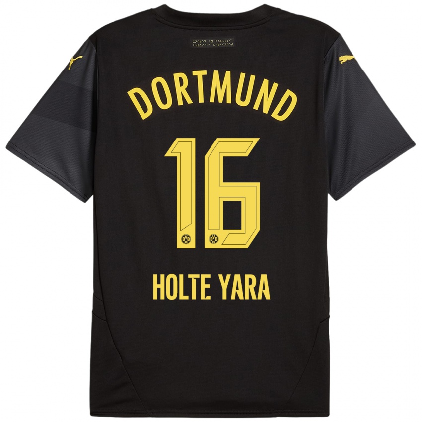 Enfant Maillot Ten Holte Yara #16 Noir Jaune Tenues Extérieur 2024/25 T-Shirt Suisse