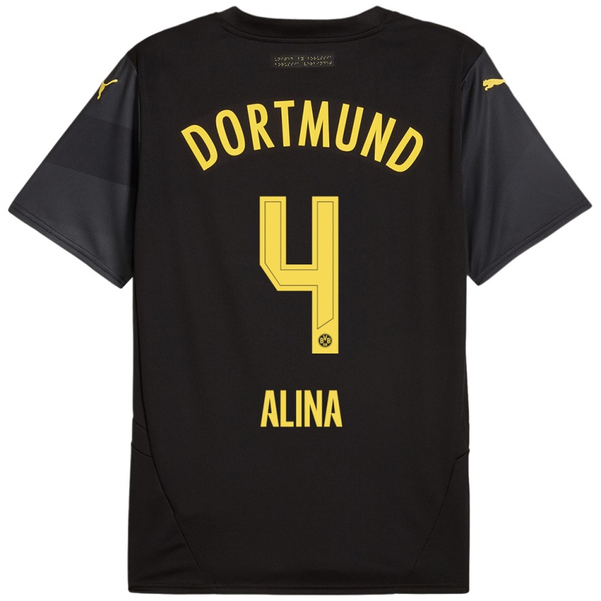 Kinder Grijseels Alina #4 Schwarz Gelb Auswärtstrikot Trikot 2024/25 T-Shirt Schweiz