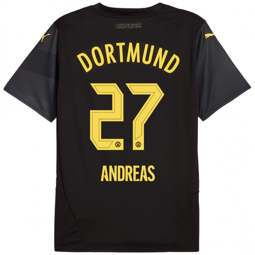 Enfant Maillot Kuno Andreas #27 Noir Jaune Tenues Extérieur 2024/25 T-Shirt Suisse