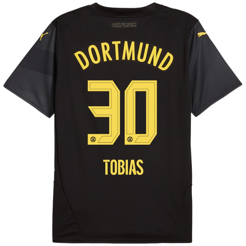 Enfant Maillot Vogt Tobias #30 Noir Jaune Tenues Extérieur 2024/25 T-Shirt Suisse