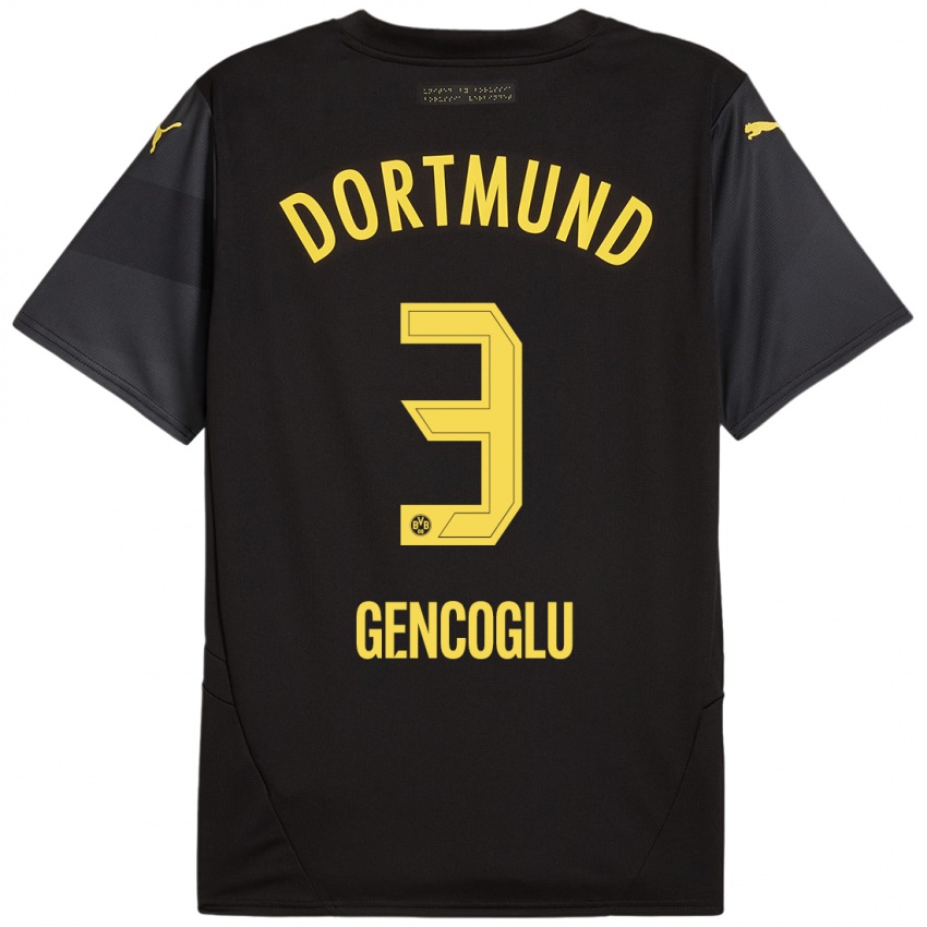 Enfant Maillot Tekin Gencoglu #3 Noir Jaune Tenues Extérieur 2024/25 T-Shirt Suisse