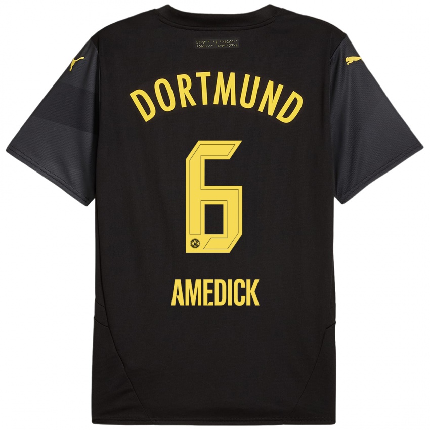 Enfant Maillot Maik Amedick #6 Noir Jaune Tenues Extérieur 2024/25 T-Shirt Suisse