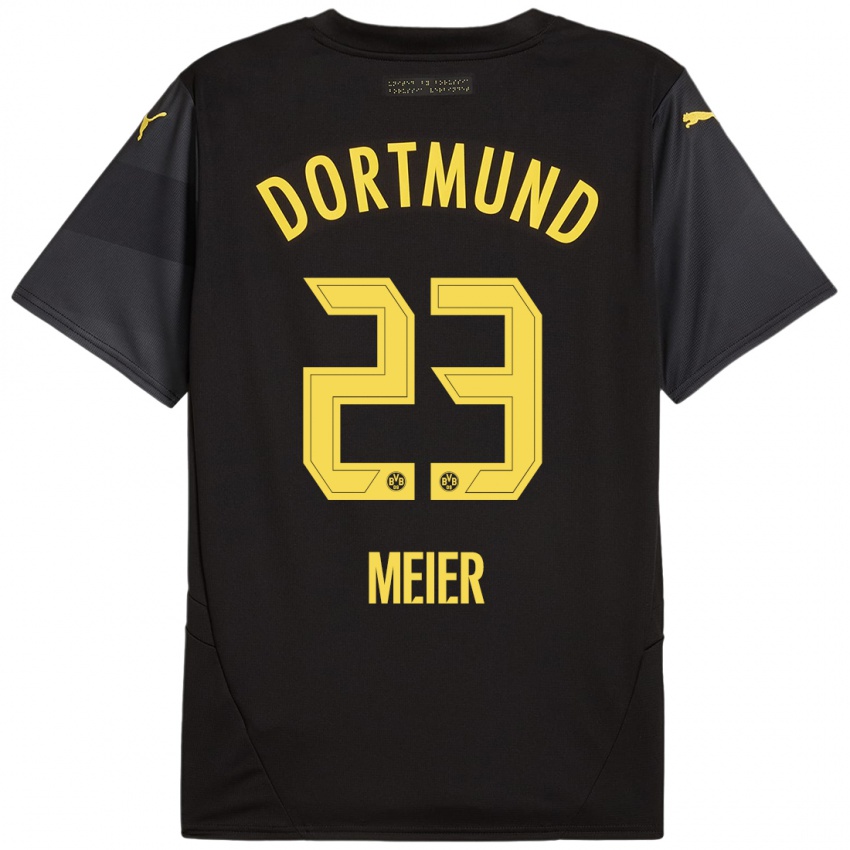 Kinder Maximilian Meier #23 Schwarz Gelb Auswärtstrikot Trikot 2024/25 T-Shirt Schweiz