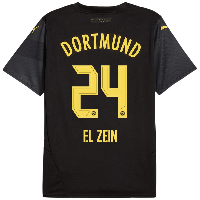 Enfant Maillot Abu-Bekir Omer El-Zein #24 Noir Jaune Tenues Extérieur 2024/25 T-Shirt Suisse