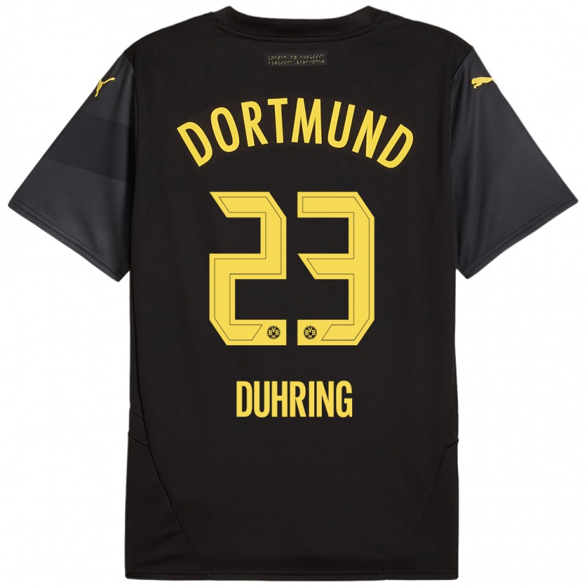 Enfant Maillot Marc Niclas Duhring #23 Noir Jaune Tenues Extérieur 2024/25 T-Shirt Suisse