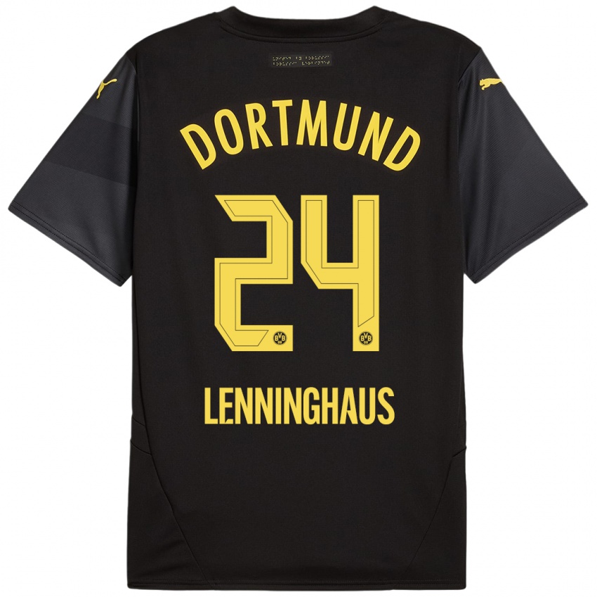 Enfant Maillot Mika Lenninghaus #24 Noir Jaune Tenues Extérieur 2024/25 T-Shirt Suisse