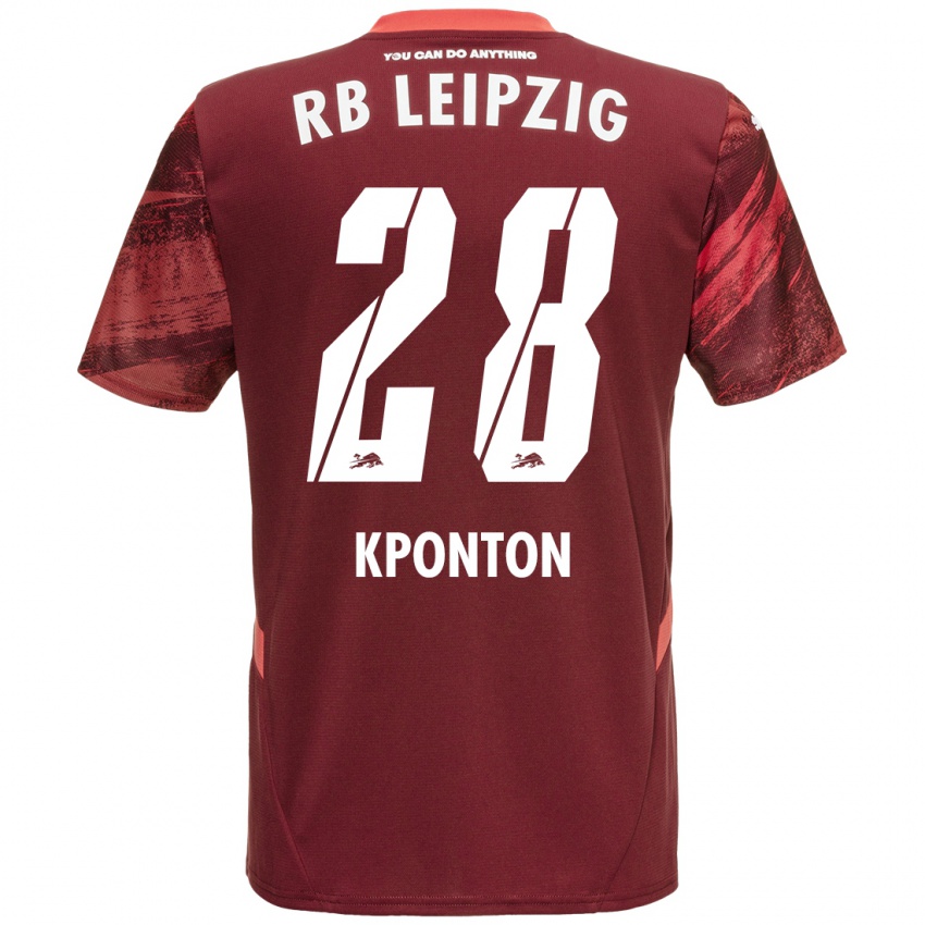 Kinder Marwan Kponton #28 Burgunderrot Auswärtstrikot Trikot 2024/25 T-Shirt Schweiz