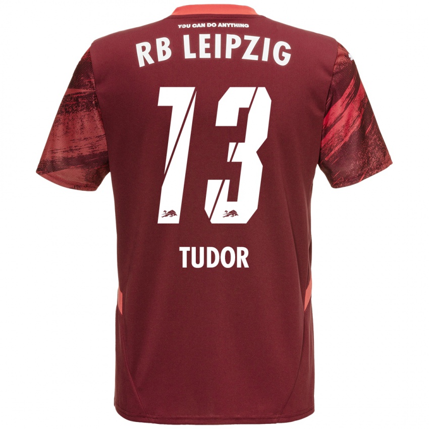 Kinder Aaron Tudor #13 Burgunderrot Auswärtstrikot Trikot 2024/25 T-Shirt Schweiz