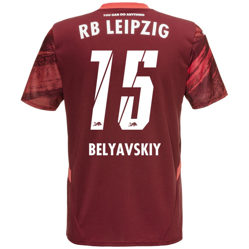 Kinder David Belyavskiy #15 Burgunderrot Auswärtstrikot Trikot 2024/25 T-Shirt Schweiz