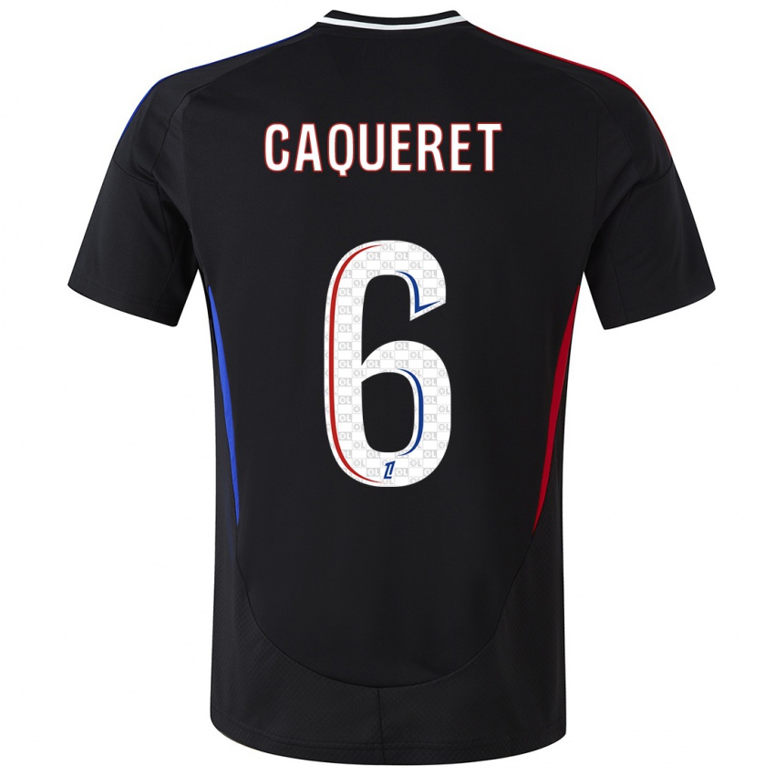 Kinder Maxence Caqueret #6 Schwarz Auswärtstrikot Trikot 2024/25 T-Shirt Schweiz