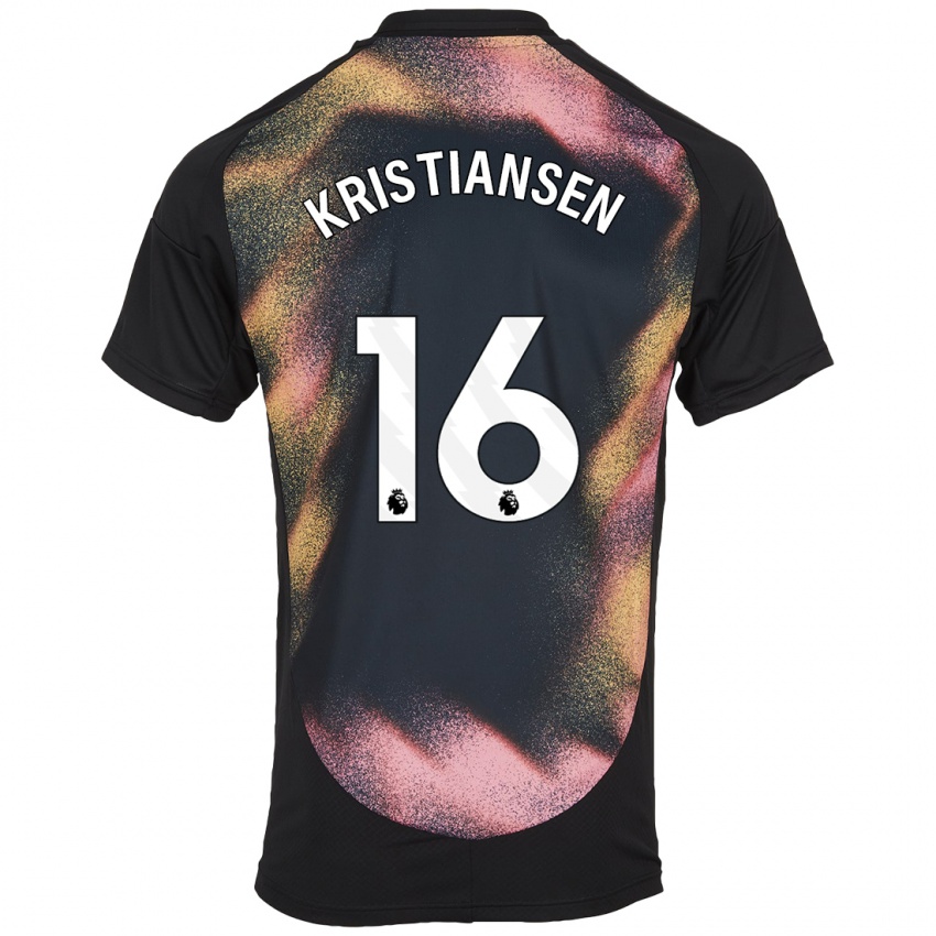 Kinder Victor Kristiansen #16 Schwarz Weiß Auswärtstrikot Trikot 2024/25 T-Shirt Schweiz