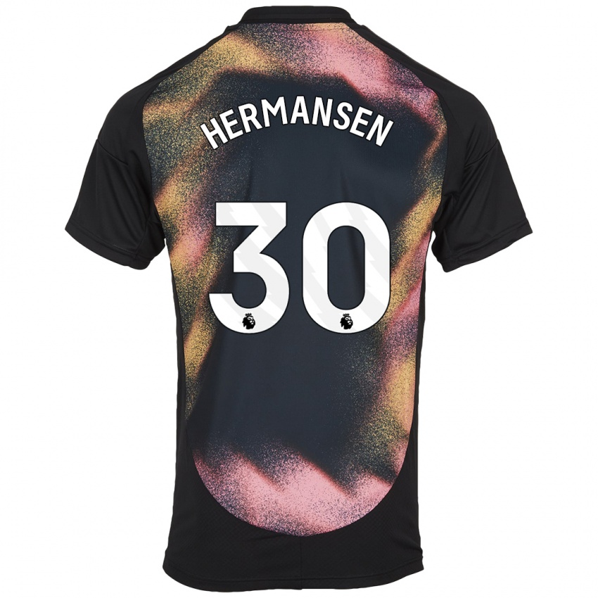 Kinder Mads Hermansen #30 Schwarz Weiß Auswärtstrikot Trikot 2024/25 T-Shirt Schweiz