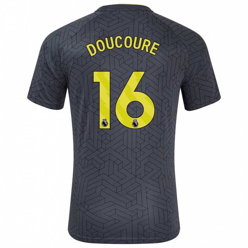 Enfant Maillot Abdoulaye Doucouré #16 Noir Jaune Tenues Extérieur 2024/25 T-Shirt Suisse