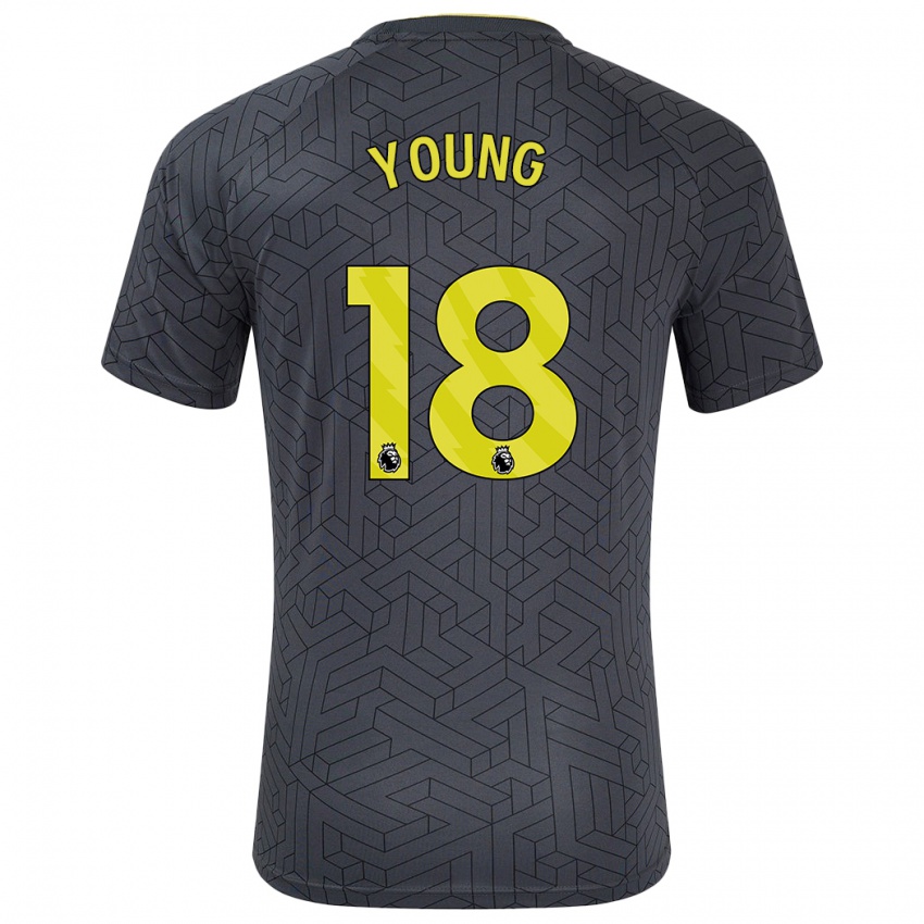 Enfant Maillot Ashley Young #18 Noir Jaune Tenues Extérieur 2024/25 T-Shirt Suisse