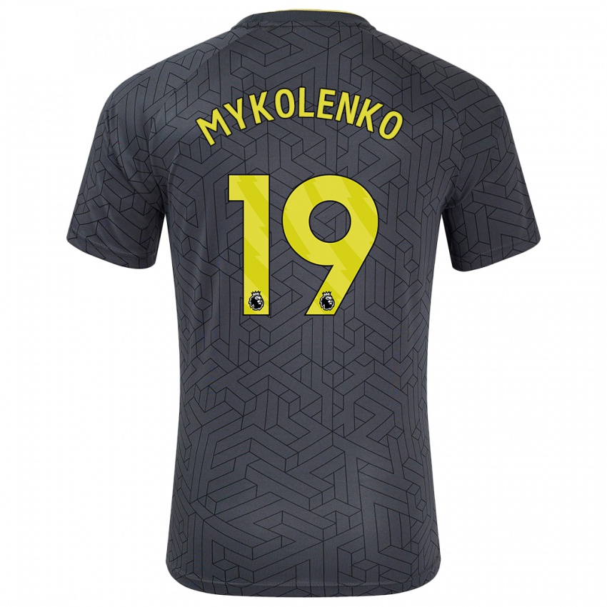 Kinder Vitaliy Mykolenko #19 Schwarz Gelb Auswärtstrikot Trikot 2024/25 T-Shirt Schweiz