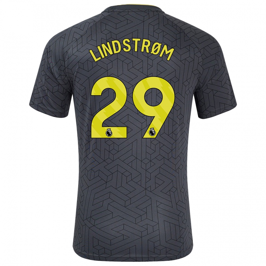 Enfant Maillot Jesper Lindstrøm #29 Noir Jaune Tenues Extérieur 2024/25 T-Shirt Suisse