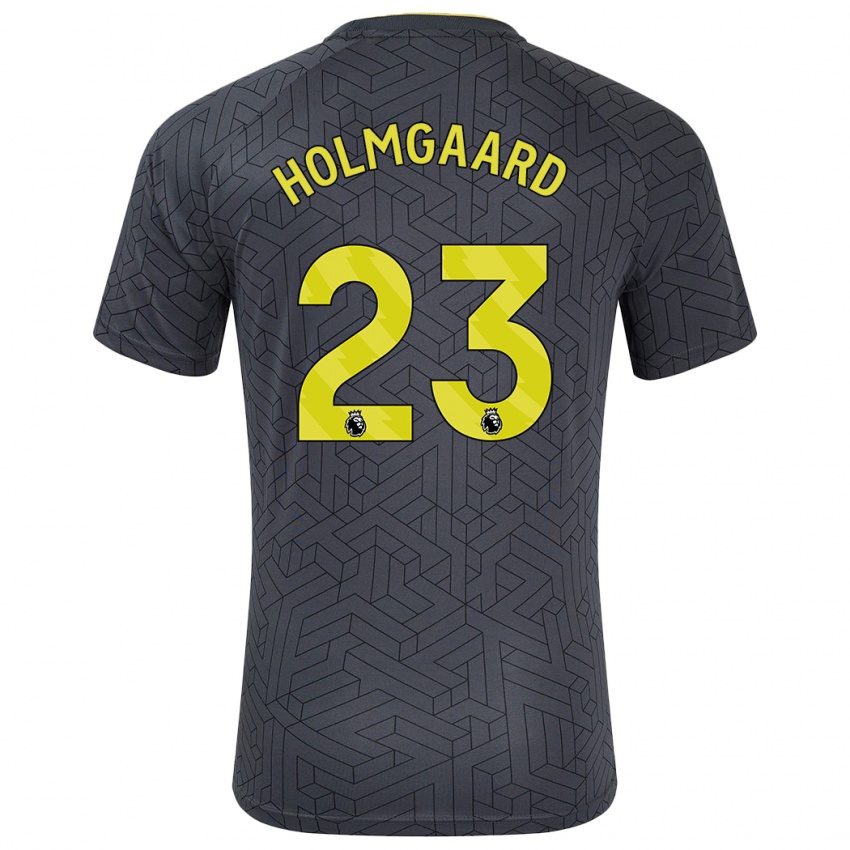 Enfant Maillot Sara Holmgaard #23 Noir Jaune Tenues Extérieur 2024/25 T-Shirt Suisse