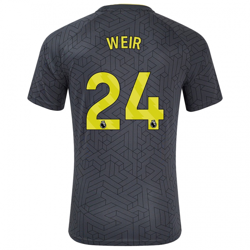 Enfant Maillot Kenzie Weir #24 Noir Jaune Tenues Extérieur 2024/25 T-Shirt Suisse