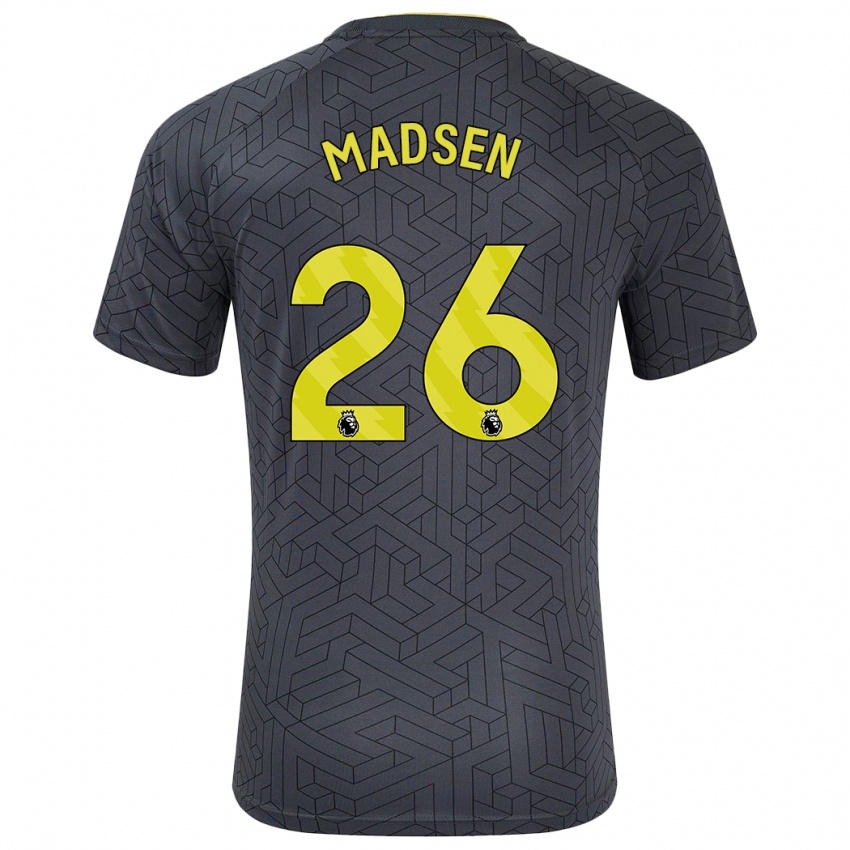 Enfant Maillot Rikke Madsen #26 Noir Jaune Tenues Extérieur 2024/25 T-Shirt Suisse