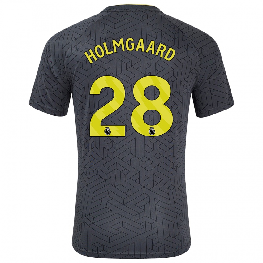 Enfant Maillot Karen Holmgaard #28 Noir Jaune Tenues Extérieur 2024/25 T-Shirt Suisse