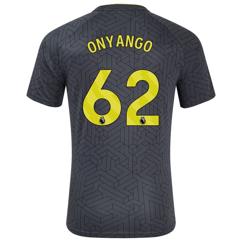 Kinder Tyler Onyango #62 Schwarz Gelb Auswärtstrikot Trikot 2024/25 T-Shirt Schweiz