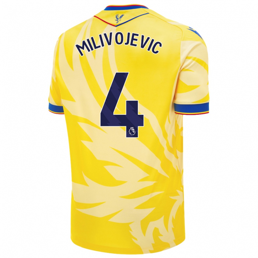 Enfant Maillot Luka Milivojevic #4 Jaune Tenues Extérieur 2024/25 T-Shirt Suisse