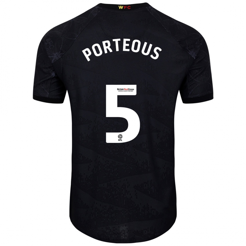 Kinder Ryan Porteous #5 Schwarz Weiß Auswärtstrikot Trikot 2024/25 T-Shirt Schweiz