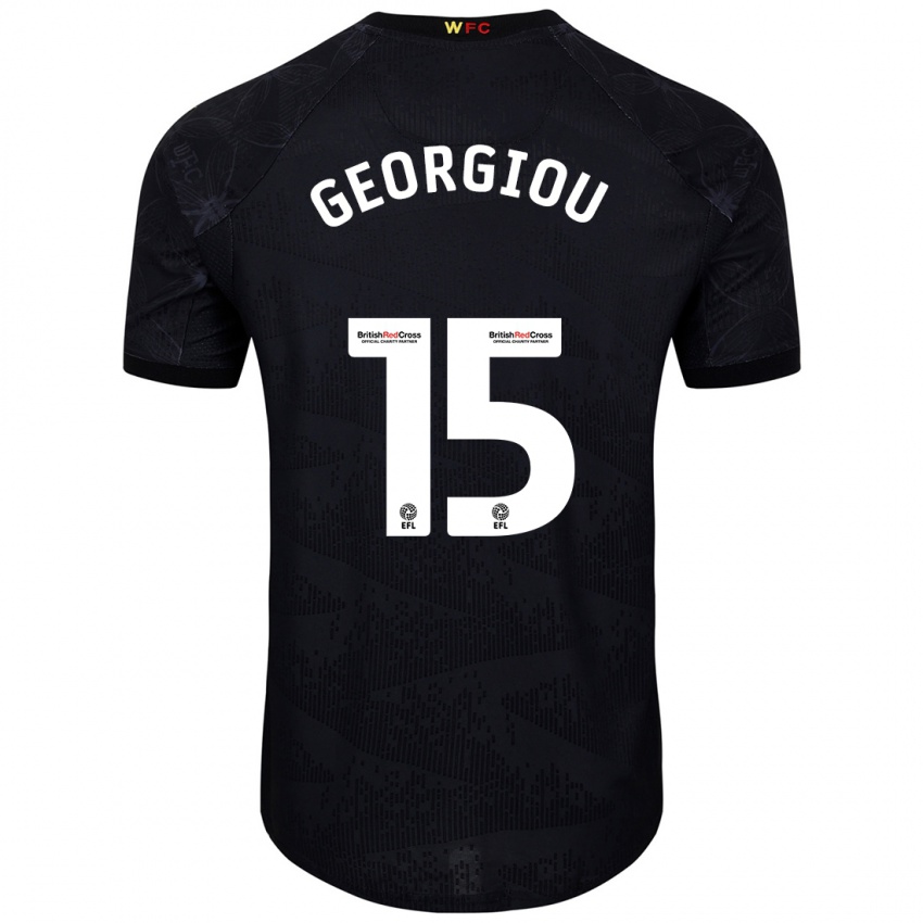 Kinder Andria Georgiou #15 Schwarz Weiß Auswärtstrikot Trikot 2024/25 T-Shirt Schweiz