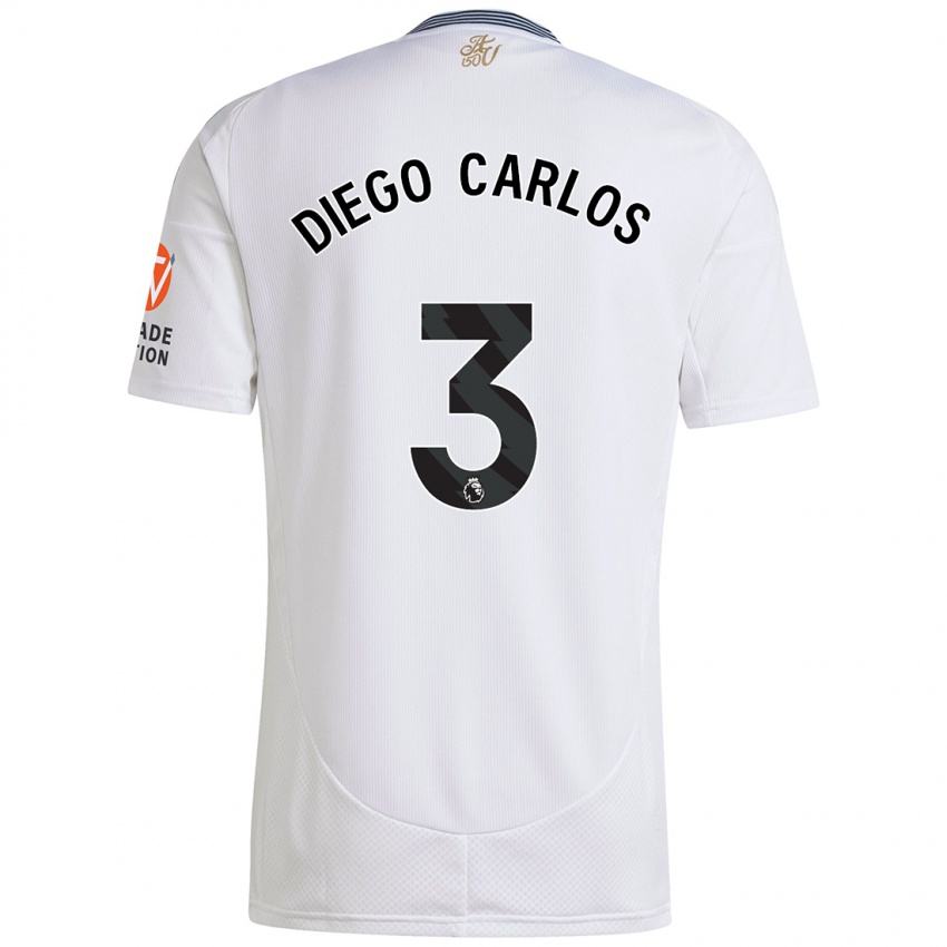 Kinder Diego Carlos #3 Weiß Auswärtstrikot Trikot 2024/25 T-Shirt Schweiz