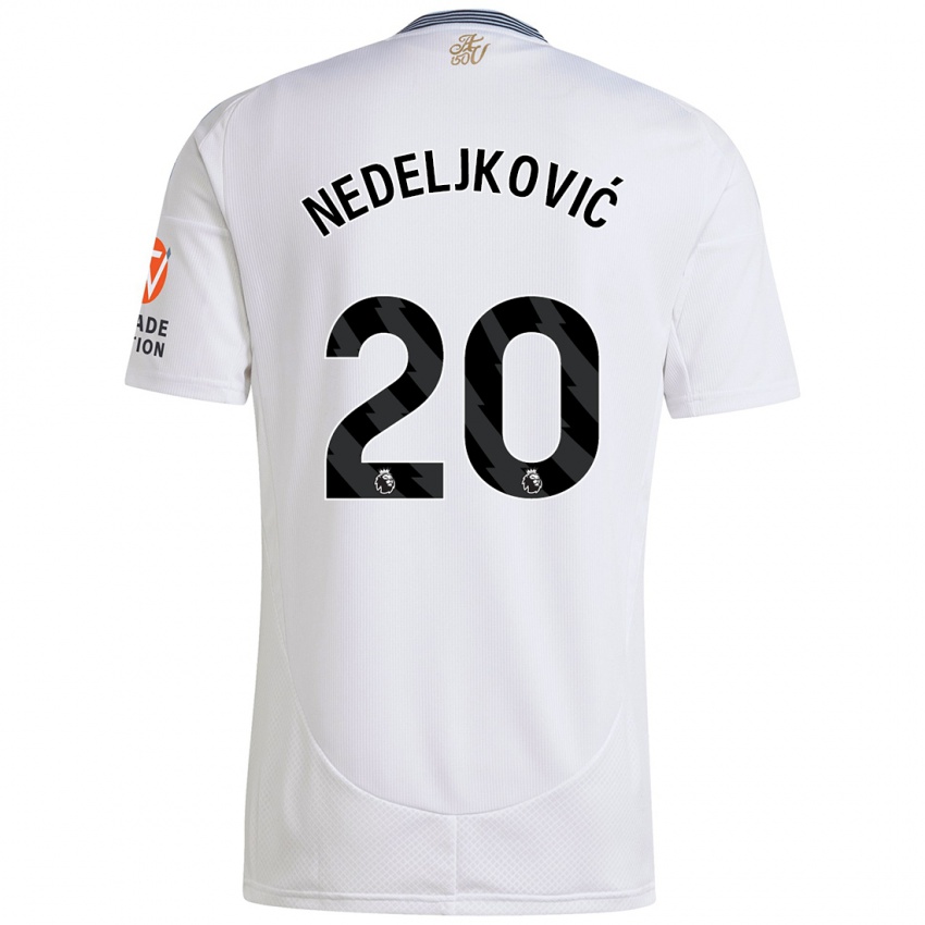 Enfant Maillot Kosta Nedeljkovic #20 Blanc Tenues Extérieur 2024/25 T-Shirt Suisse