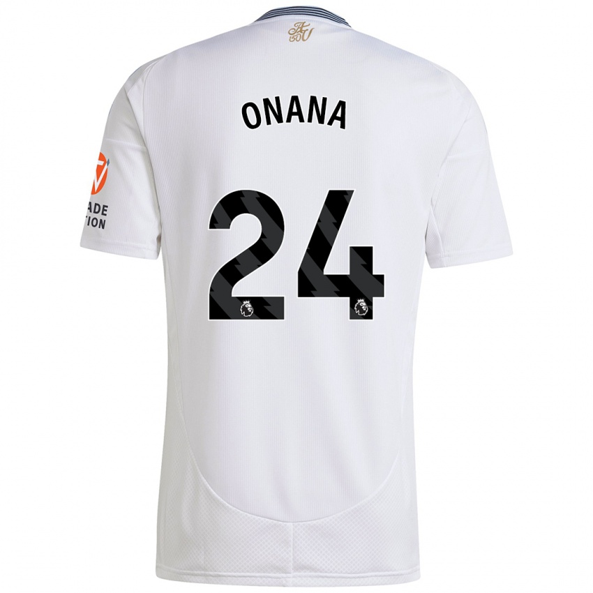 Enfant Maillot Amadou Onana #24 Blanc Tenues Extérieur 2024/25 T-Shirt Suisse