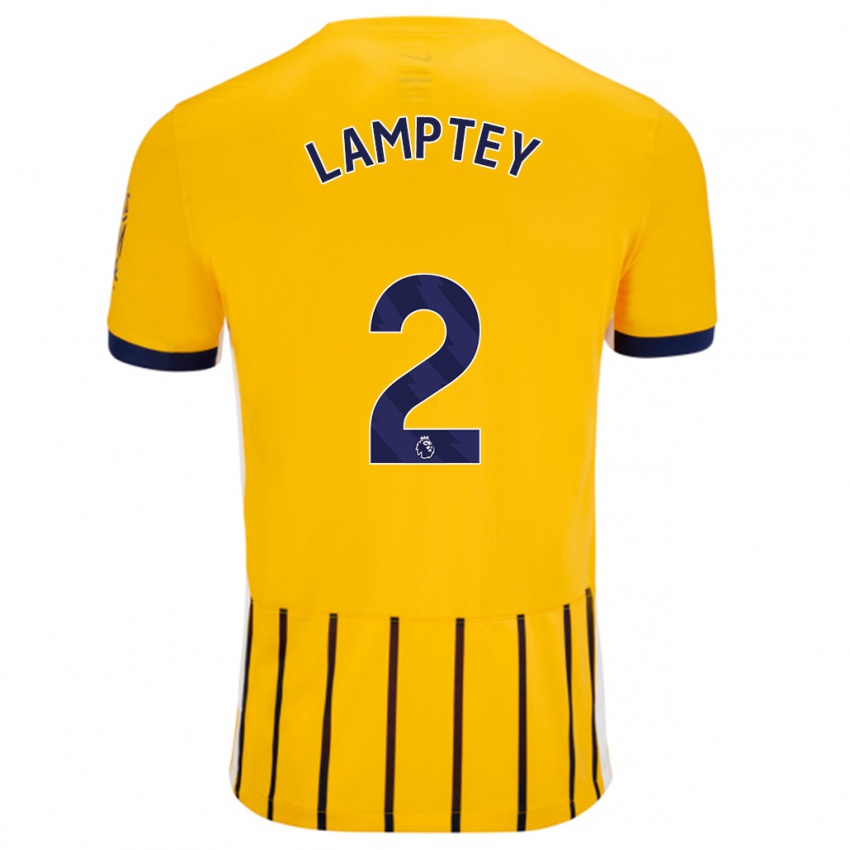 Kinder Tariq Lamptey #2 Gold Blau Nadelstreifen Auswärtstrikot Trikot 2024/25 T-Shirt Schweiz