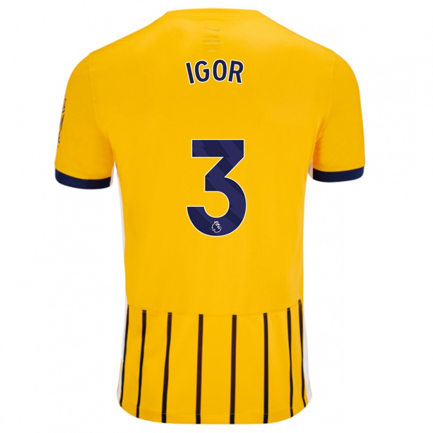 Enfant Maillot Igor #3 Doré Bleu À Fines Rayures Tenues Extérieur 2024/25 T-Shirt Suisse