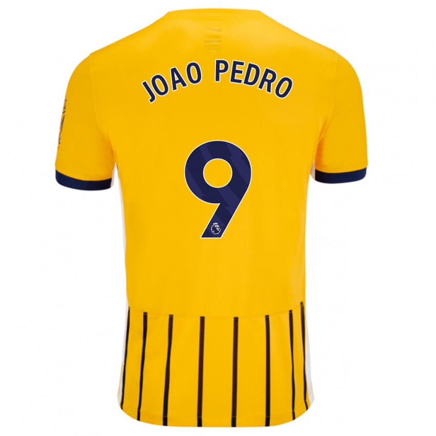 Kinder João Pedro #9 Gold Blau Nadelstreifen Auswärtstrikot Trikot 2024/25 T-Shirt Schweiz