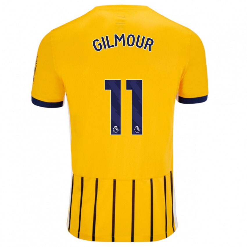 Kinder Billy Gilmour #11 Gold Blau Nadelstreifen Auswärtstrikot Trikot 2024/25 T-Shirt Schweiz