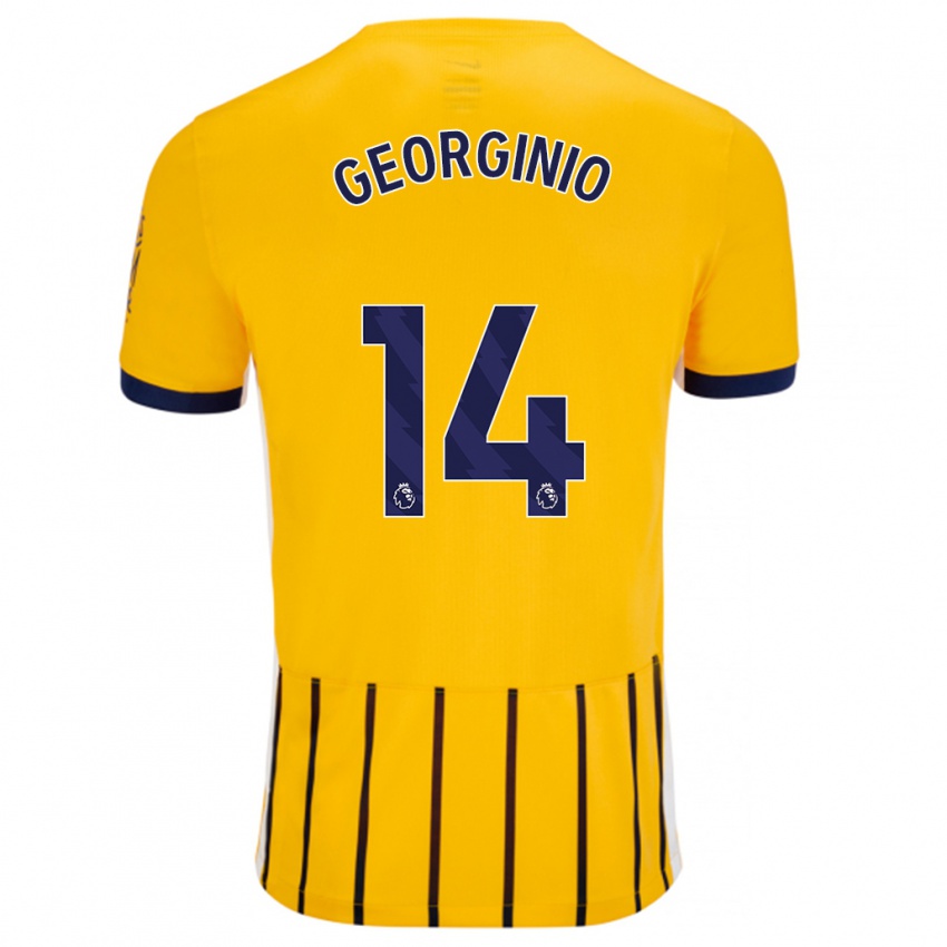 Kinder Georginio Rutter #14 Gold Blau Nadelstreifen Auswärtstrikot Trikot 2024/25 T-Shirt Schweiz