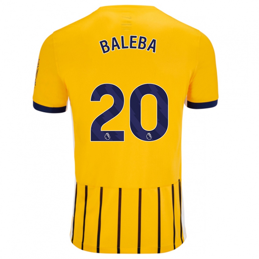 Kinder Carlos Baleba #20 Gold Blau Nadelstreifen Auswärtstrikot Trikot 2024/25 T-Shirt Schweiz