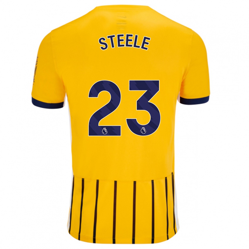 Kinder Jason Steele #23 Gold Blau Nadelstreifen Auswärtstrikot Trikot 2024/25 T-Shirt Schweiz