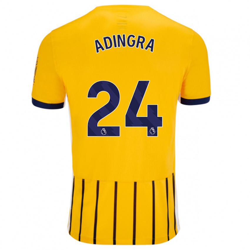 Enfant Maillot Simon Adingra #24 Doré Bleu À Fines Rayures Tenues Extérieur 2024/25 T-Shirt Suisse