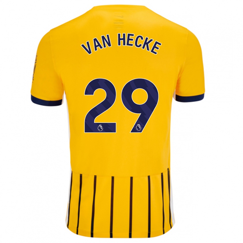 Enfant Maillot Jan Paul Van Hecke #29 Doré Bleu À Fines Rayures Tenues Extérieur 2024/25 T-Shirt Suisse