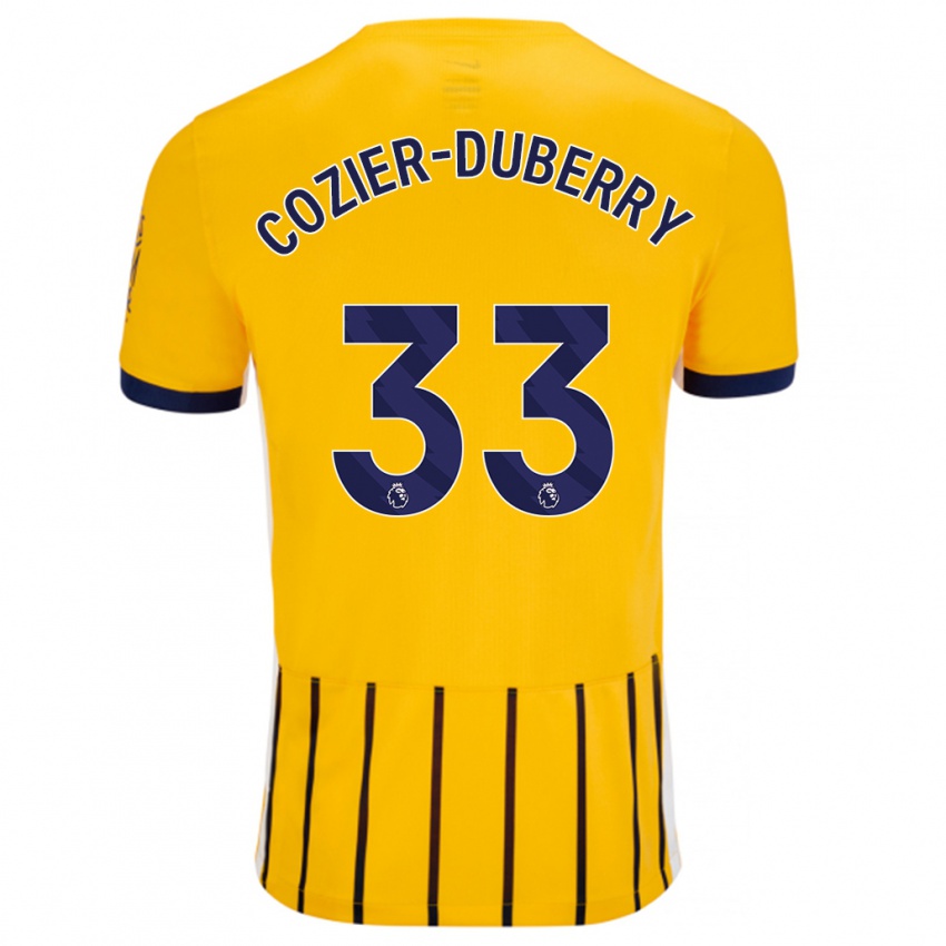 Kinder Amario Cozier-Duberry #33 Gold Blau Nadelstreifen Auswärtstrikot Trikot 2024/25 T-Shirt Schweiz