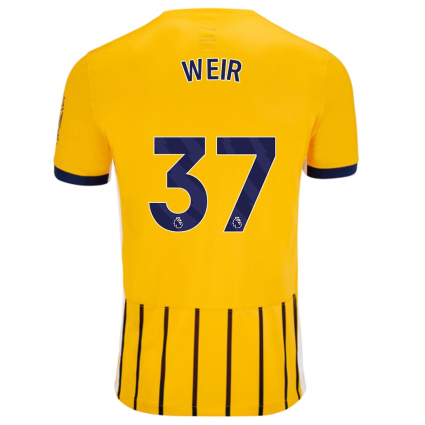 Enfant Maillot Jensen Weir #37 Doré Bleu À Fines Rayures Tenues Extérieur 2024/25 T-Shirt Suisse