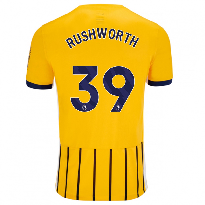 Kinder Carl Rushworth #39 Gold Blau Nadelstreifen Auswärtstrikot Trikot 2024/25 T-Shirt Schweiz