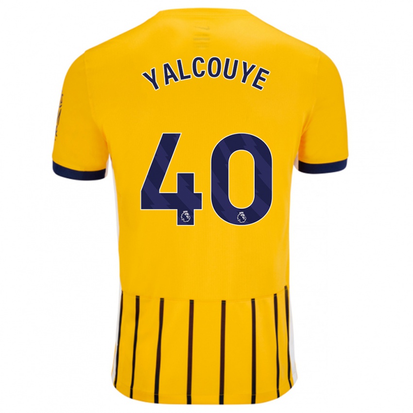 Kinder Malick Junior Yalcouyé #40 Gold Blau Nadelstreifen Auswärtstrikot Trikot 2024/25 T-Shirt Schweiz