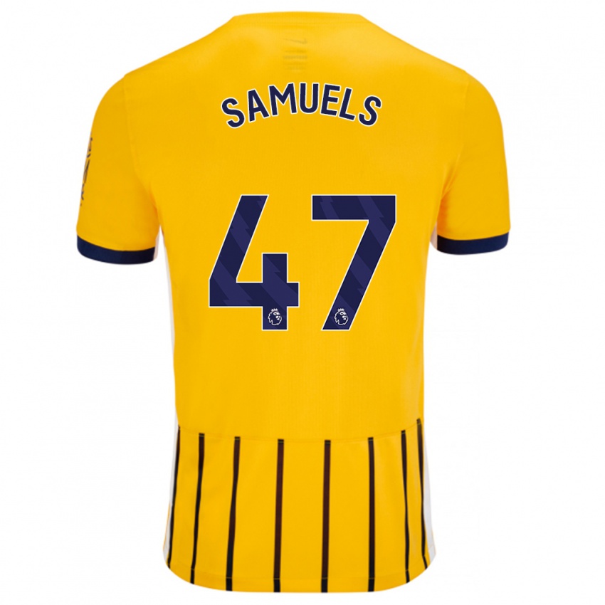 Kinder Imari Samuels #47 Gold Blau Nadelstreifen Auswärtstrikot Trikot 2024/25 T-Shirt Schweiz