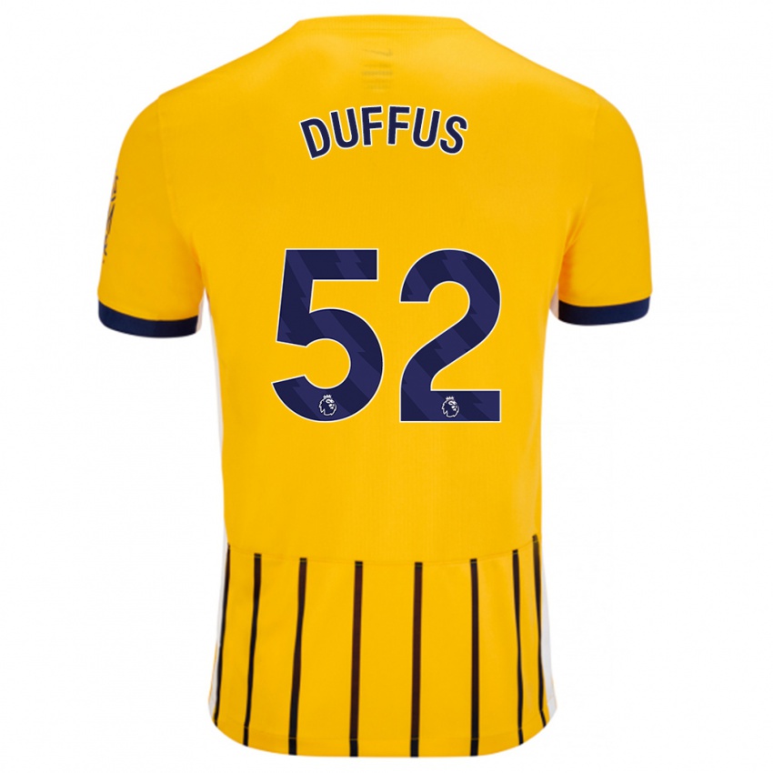 Enfant Maillot Josh Duffus #52 Doré Bleu À Fines Rayures Tenues Extérieur 2024/25 T-Shirt Suisse