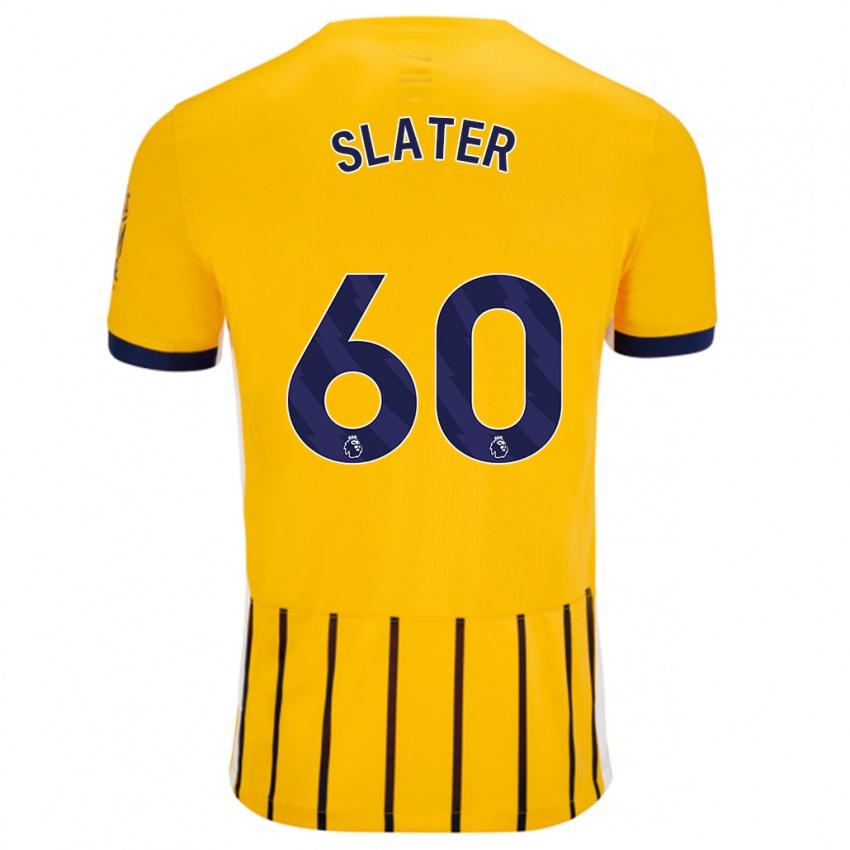 Kinder Jacob Slater #60 Gold Blau Nadelstreifen Auswärtstrikot Trikot 2024/25 T-Shirt Schweiz