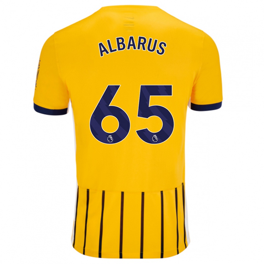 Kinder Zane Albarus #65 Gold Blau Nadelstreifen Auswärtstrikot Trikot 2024/25 T-Shirt Schweiz